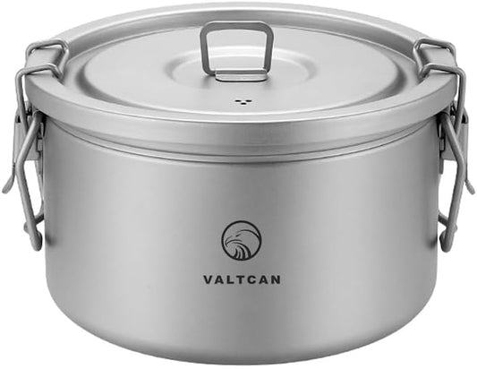 Valtcan 2000ml Titanium Rice Cooker Backpacking Bento Lunch Box with locking Lid 589g