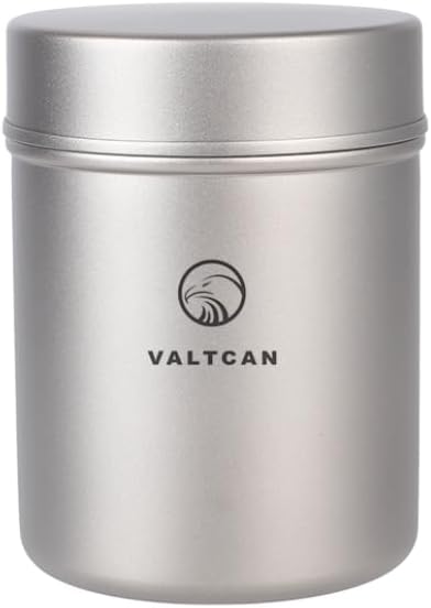Valtcan Titanium Toothpick Holder Canister for Sugar Salt Toothpicks Storage Stackable Case Press Fit Lid Heatable on Open Flames 58g