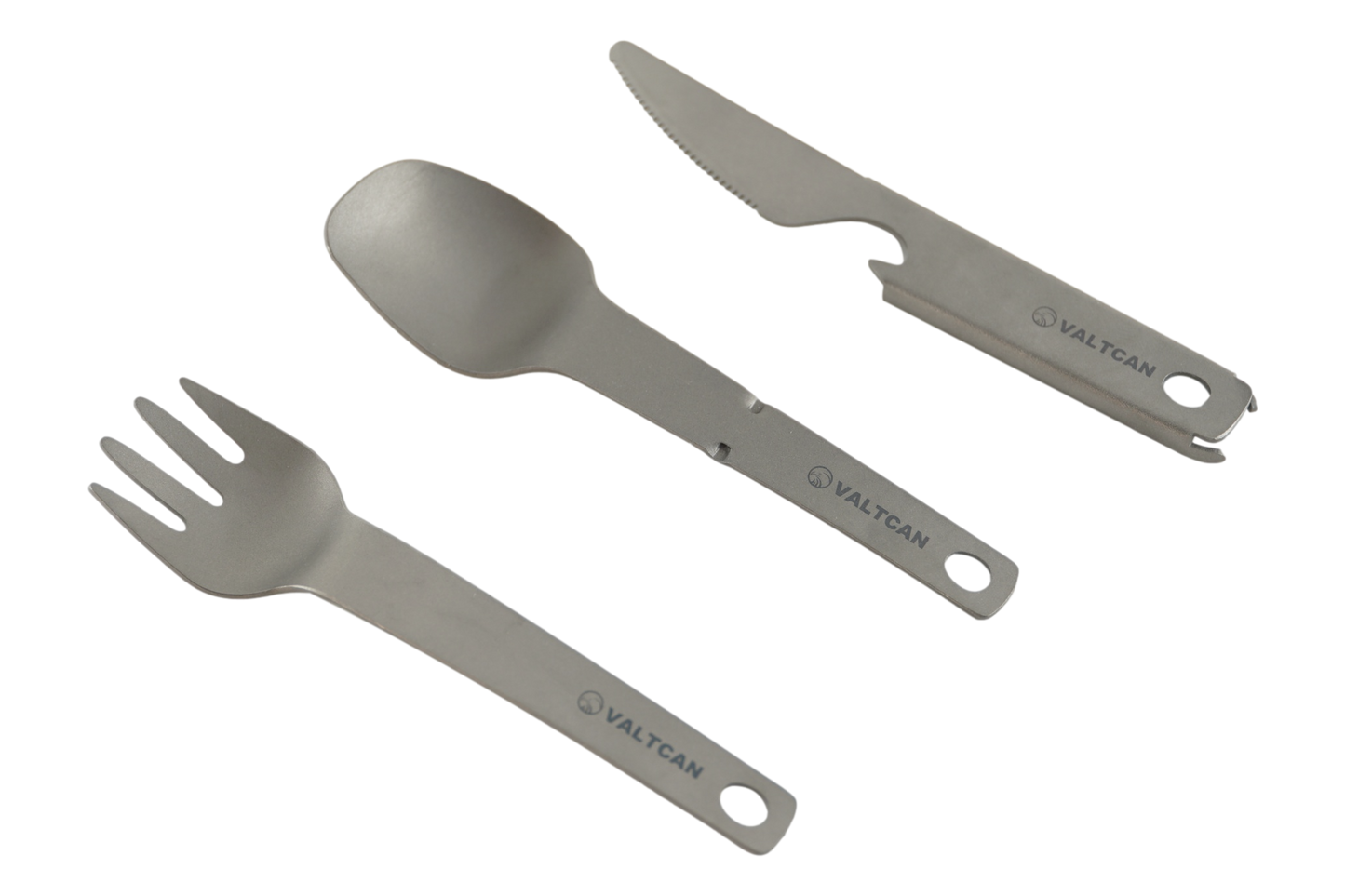 Valtcan Titanium Compact 3 Piece Utensil Fork Spoon Knife Ultralight Carry System 39g