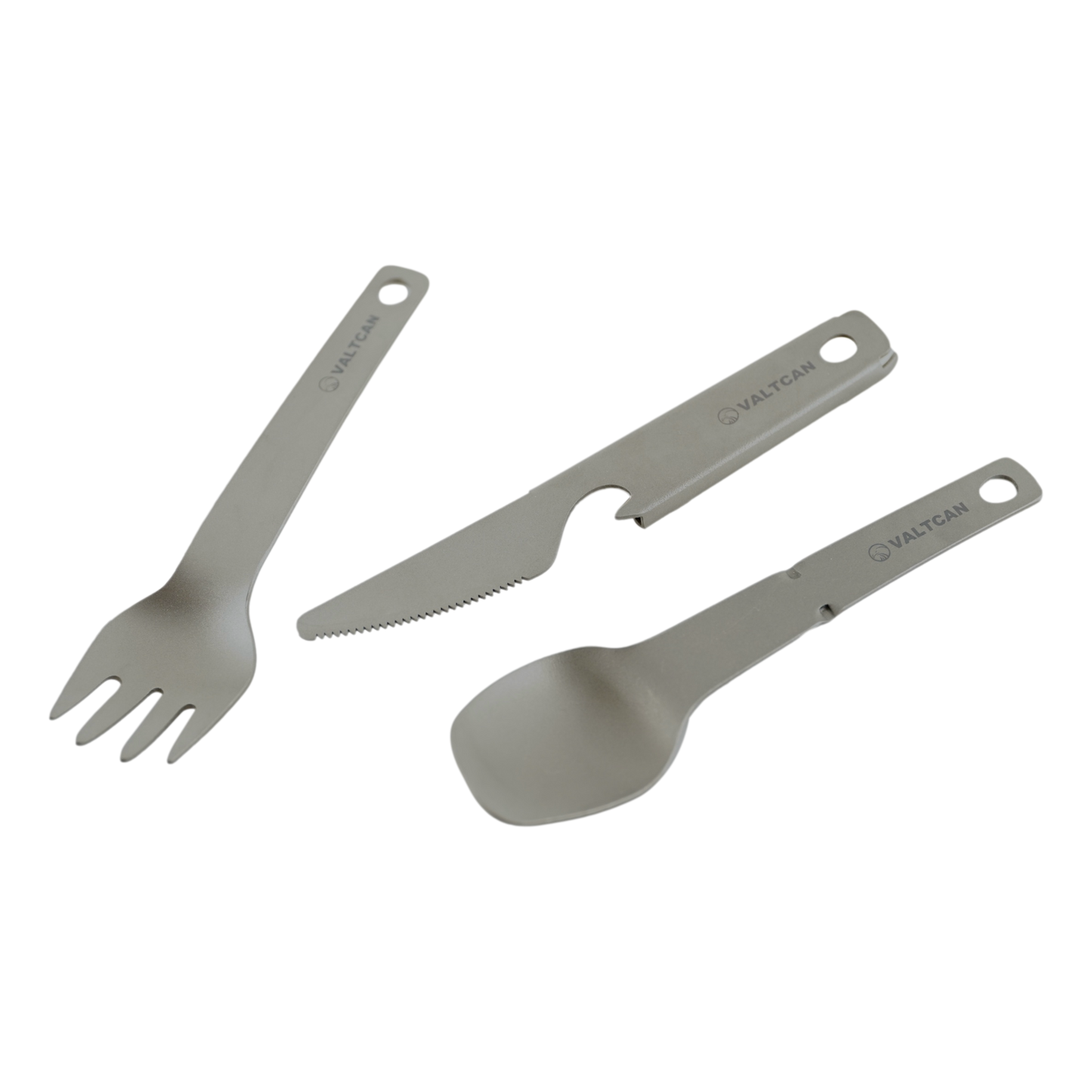 Valtcan Titanium Compact 3 Piece Utensil Fork Spoon Knife Ultralight Carry System 39g