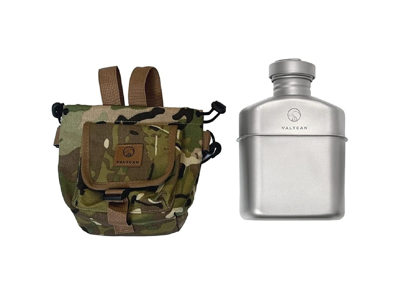 Valtcan Titanium Canteen Military Bottle with Carry Case 1100ml 37oz Capacity