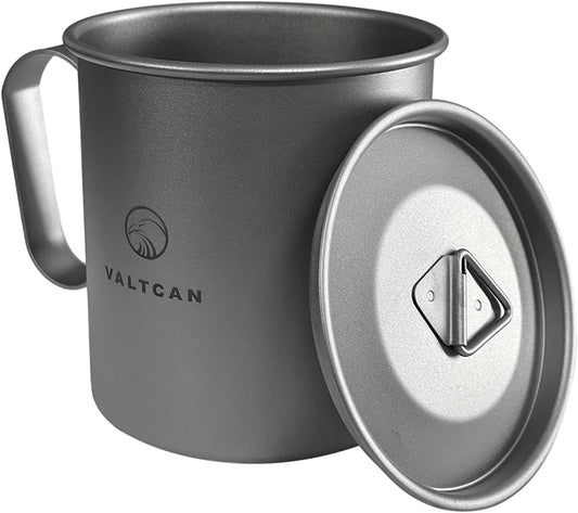 Valtcan 420ml Titanium Camping Cup with Tight Lid Fixed Rigid Handle 14.2 fl oz 81g