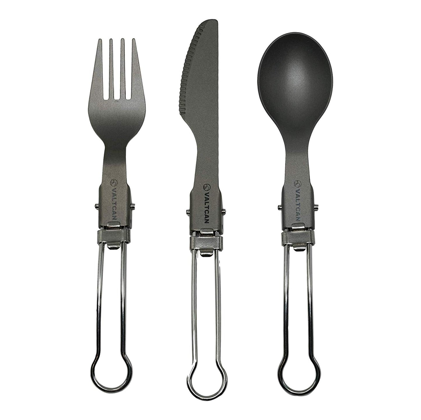Valtcan Titanium EDC Folding Cutlery 3 Piece Utensil Set