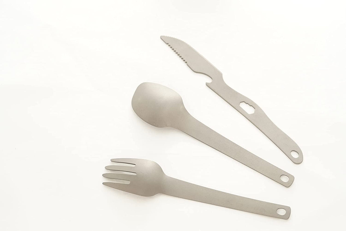 Valtcan Titanium 3 Piece Utensil Fork Spoon Knife Ultra Compact Carry Design System 63g