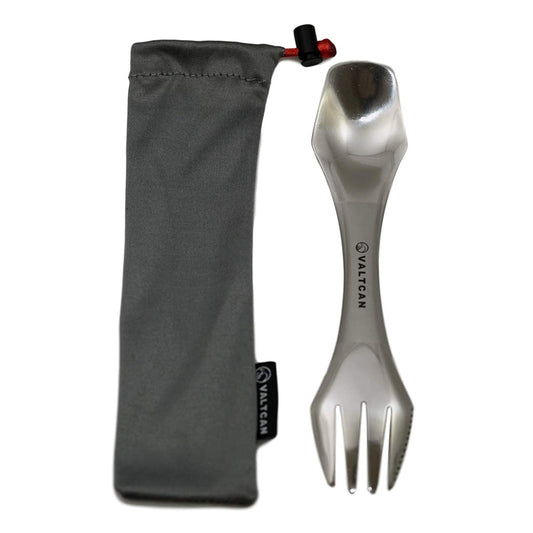 Valtcan Titanium Spork with Polished Ends - Ultra Light for Mess Kit Camping Utensils 24g