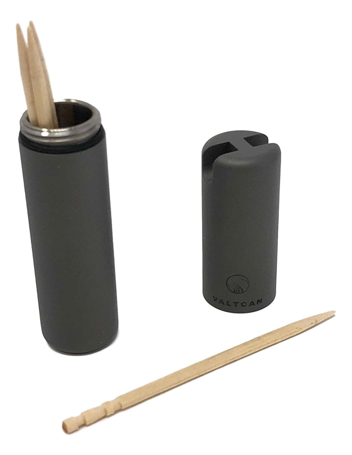 Valtcan Zahnstocherhalter aus reinem Titan mit mattem Finish für einseitige Zahnstocher, 26 g