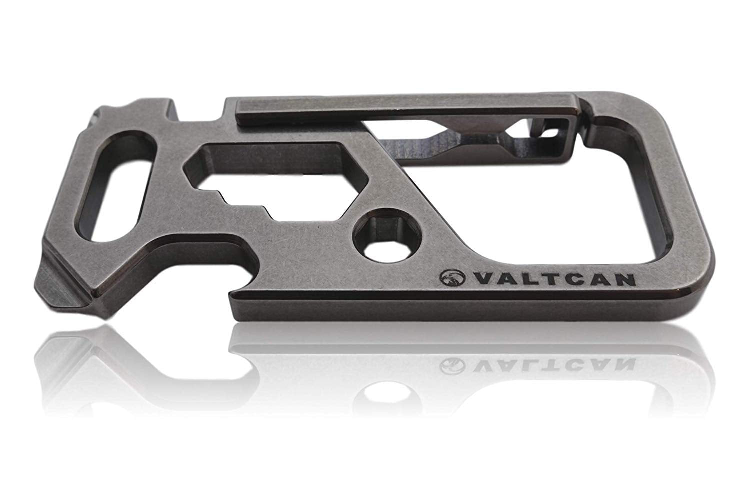 Valtcan Titanium Carabiner Multi Tool Key Chain Holder Glossy Stonewash