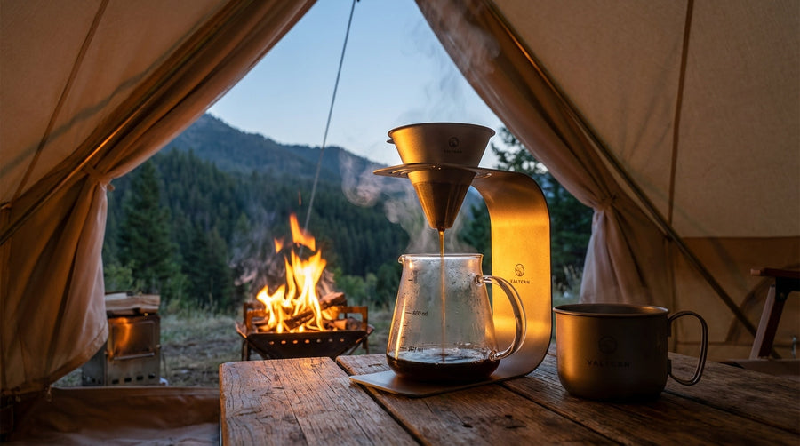 Grade 1 Titanium Explained: What It Is & Why It Matters for Cookware [2026] - Coffee brewing in a camping setup.