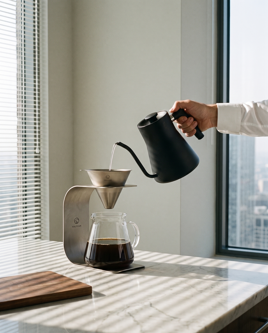 Valtcan titanium pour over set with glass carafe
