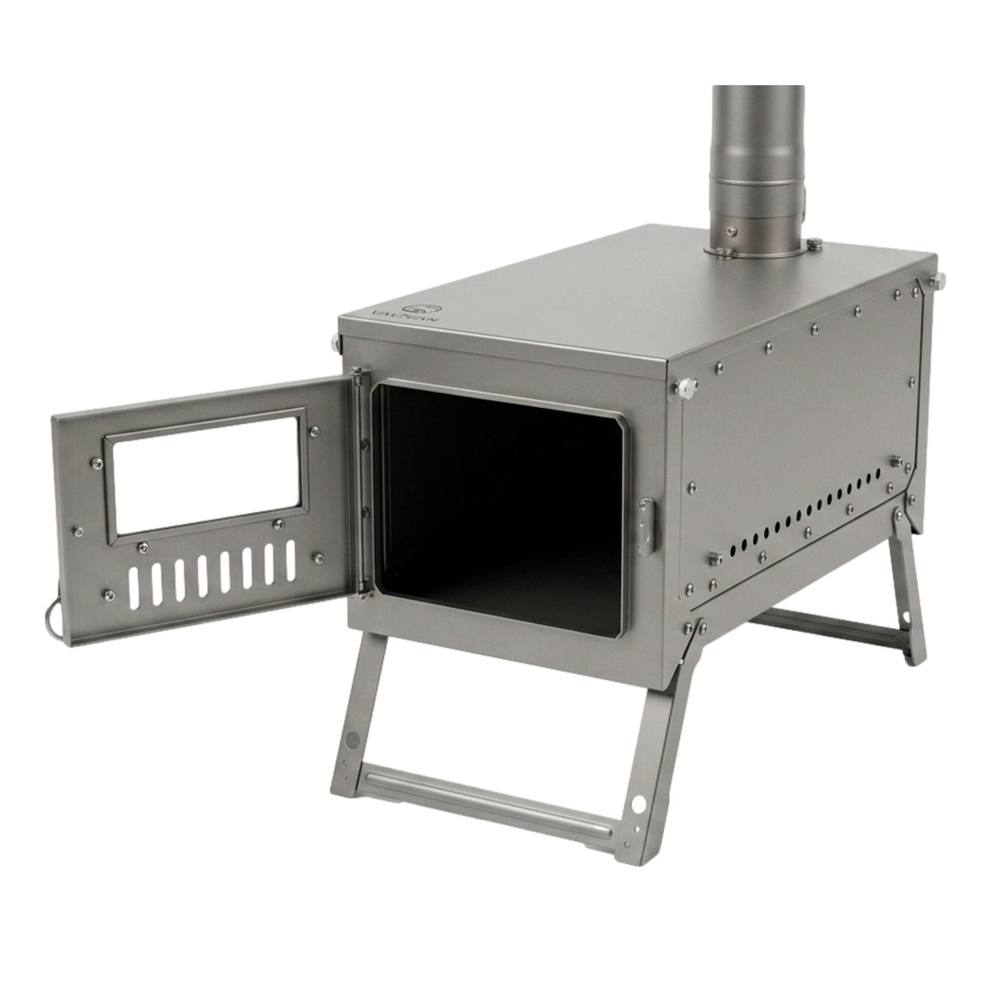 Titanium Hot Tent Stove Watch the Fire, Feel the Warmth · Dual Glass Windows · Nested Chimney · 7.9 lbs Full Titanium