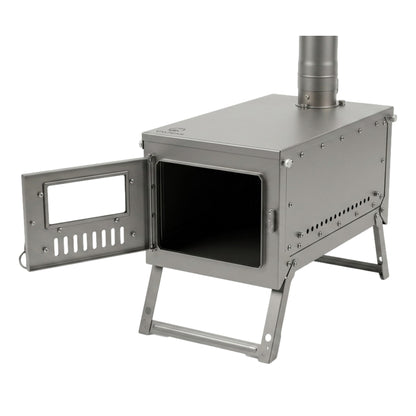 Titanium Hot Tent Stove Watch the Fire, Feel the Warmth · Dual Glass Windows · Nested Chimney · 7.9 lbs Full Titanium