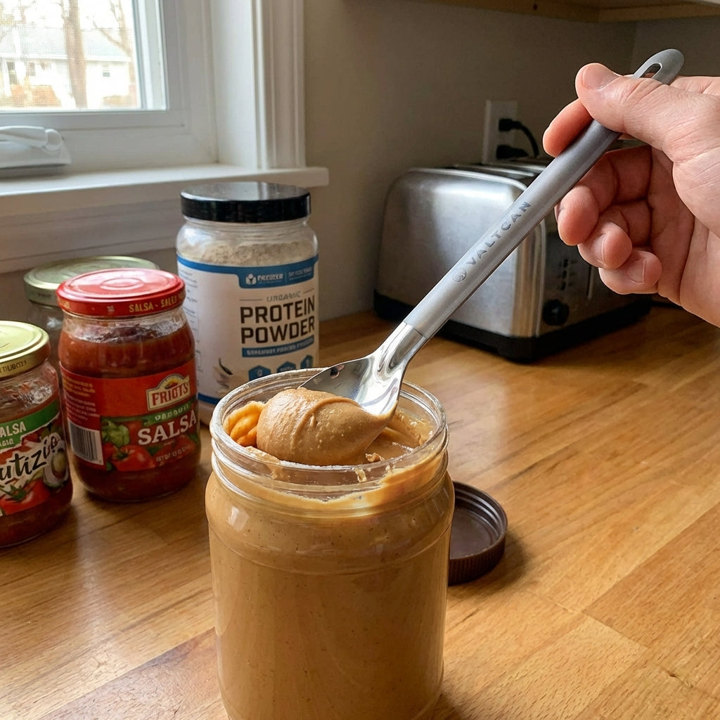 Valtcan Titanium Spork Long Handle Polished Bowl 9in length 17g