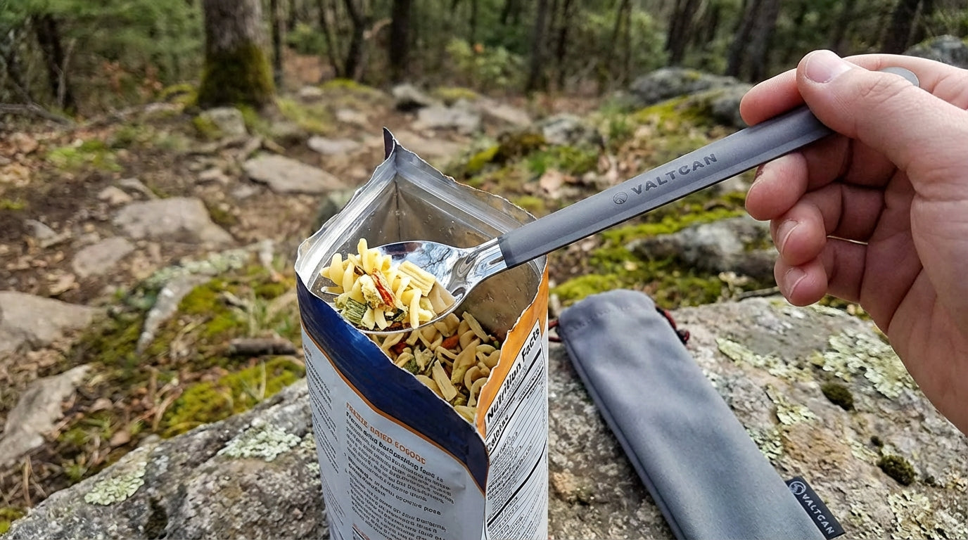 Valtcan Titanium Spork Long Handle Polished Bowl 9in length 17g