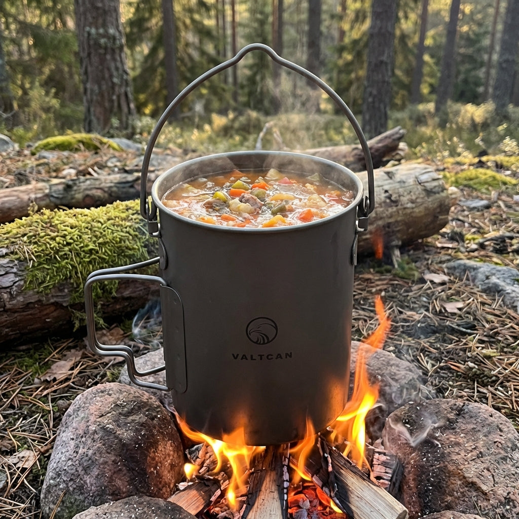 Valtcan 900ml Titanium Pot Boil, Cook & Drink From One Pot · 134g · Nests Your Bottle