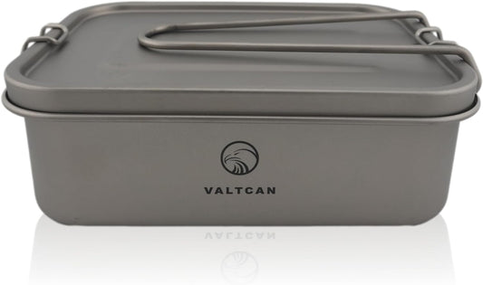 Valtcan Titan-Camping-Lunch-Bento-Box 1200 ml mit luftdichtem Deckelverschluss und Abdeckung, faltbarer Griff zum Erhitzen am Feuer, Camp-Rucksack-Behälter, 40 oz, ultraleicht, 254 g 