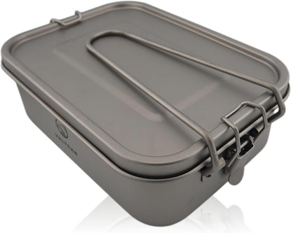 Reheat Over Fire. Same Box. 1200ml Titanium Bento · Airtight leakproof seal · Reheatable on open flame · 9 oz