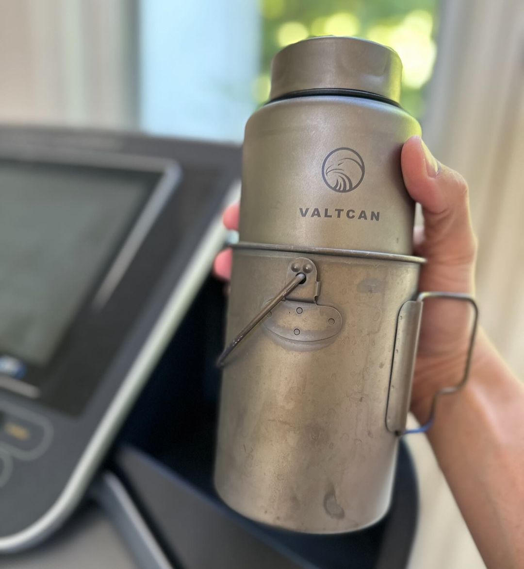 Valtcan 1000 ml Titan-Wasserflasche, breite Öffnung, einwandig, 34 oz Fassungsvermögen, ultraleicht, 219 g 