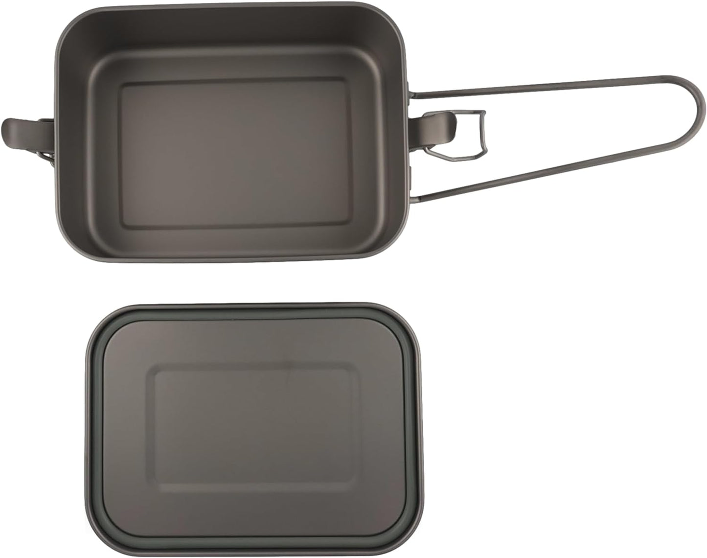 Valtcan Titanium Camping Lunch Bento Box 1200ml with Airtight Lid Seal and Cover Foldable Handle for Heating on Fire Camp Backpacking Container 40 oz Ultralight 254g