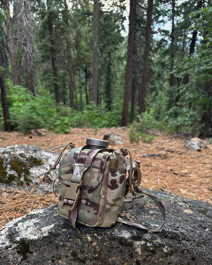 Valtcan Titanium EndurePro Canteen with Mess kit Water Bottle Set Hydrate for Survival 1.1L, 750ml, 400ml 350g