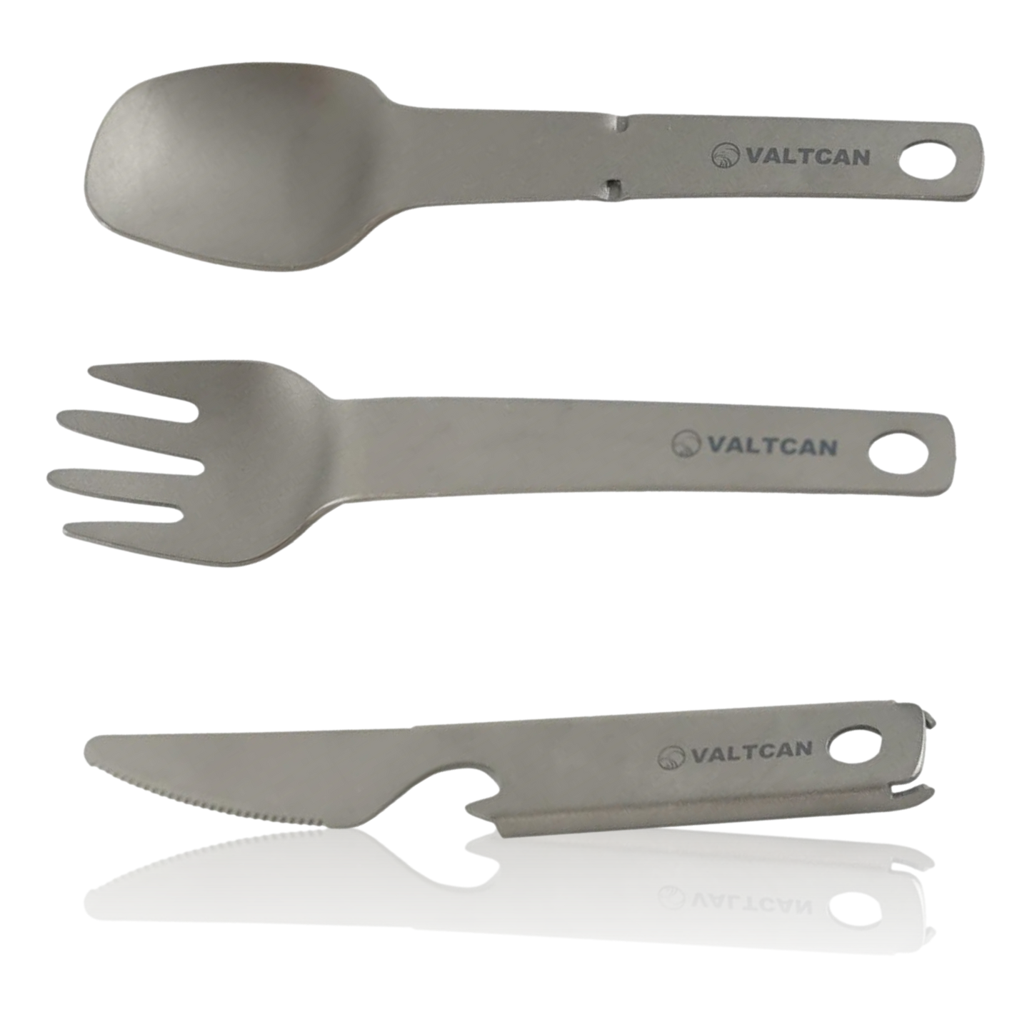 Valtcan Titanium Compact 3 Piece Utensil Fork Spoon Knife Ultralight Carry System 39g