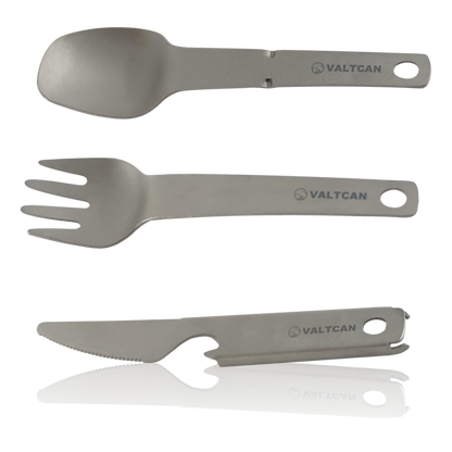 Valtcan Titanium Compact 3 Piece Utensil Fork Spoon Knife Ultralight Carry System 39g