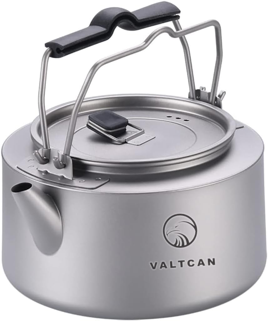 Valtcan 1000 ml Titan-Wasserkocher, Camping-Wasser mit Deckel, Griffschutz, 340 g 