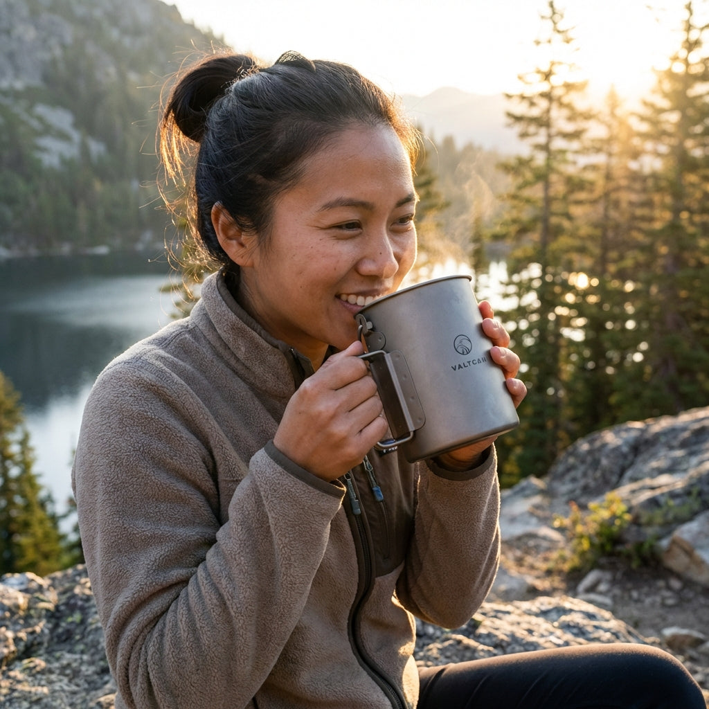 Valtcan 900ml Titanium Pot Boil, Cook & Drink From One Pot · 134g · Nests Your Bottle