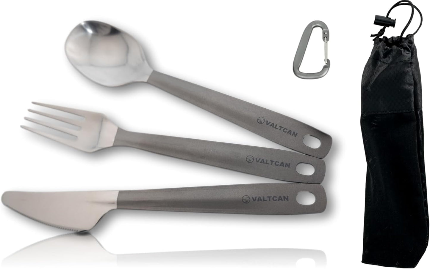 Valtcan Titanium Folding Cutlery 3 PC Utensil Set