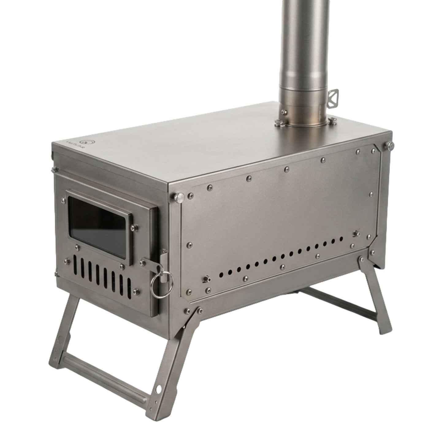 Titanium Hot Tent Stove Watch the Fire, Feel the Warmth · Dual Glass Windows · Nested Chimney · 7.9 lbs Full Titanium