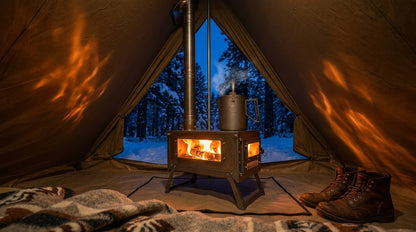 Titanium Hot Tent Stove Watch the Fire, Feel the Warmth · Dual Glass Windows · Nested Chimney · 7.9 lbs Full Titanium
