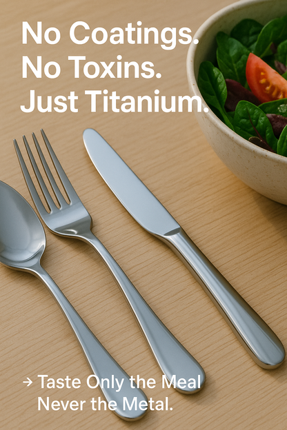 Valtcan Titanium Grade 1 Fork Spoon Knife Teaspoon Kitchen Flatware 105g No Logo