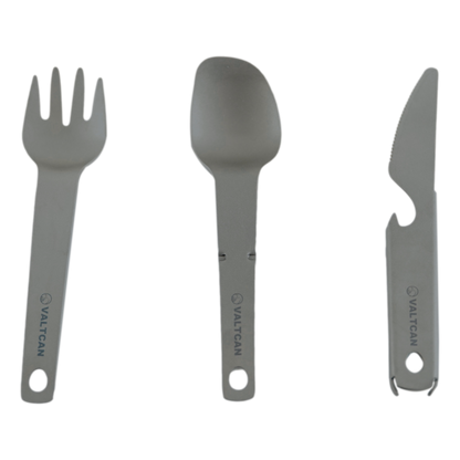 Valtcan Titanium Compact 3 Piece Utensil Fork Spoon Knife Ultralight Carry System 39g