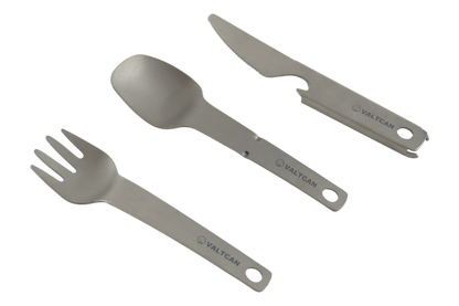 Valtcan Titanium Compact 3 Piece Utensil Fork Spoon Knife Ultralight Carry System 39g