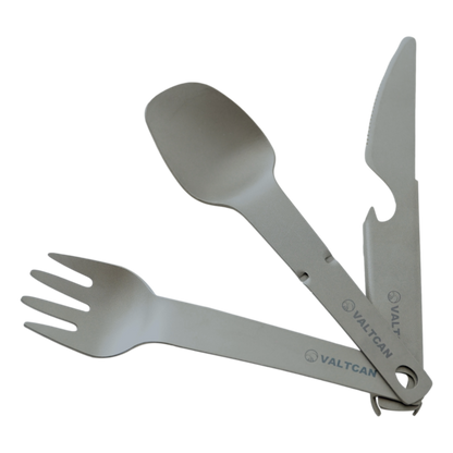 Valtcan Titanium Compact 3 Piece Utensil Fork Spoon Knife Ultralight Carry System 39g