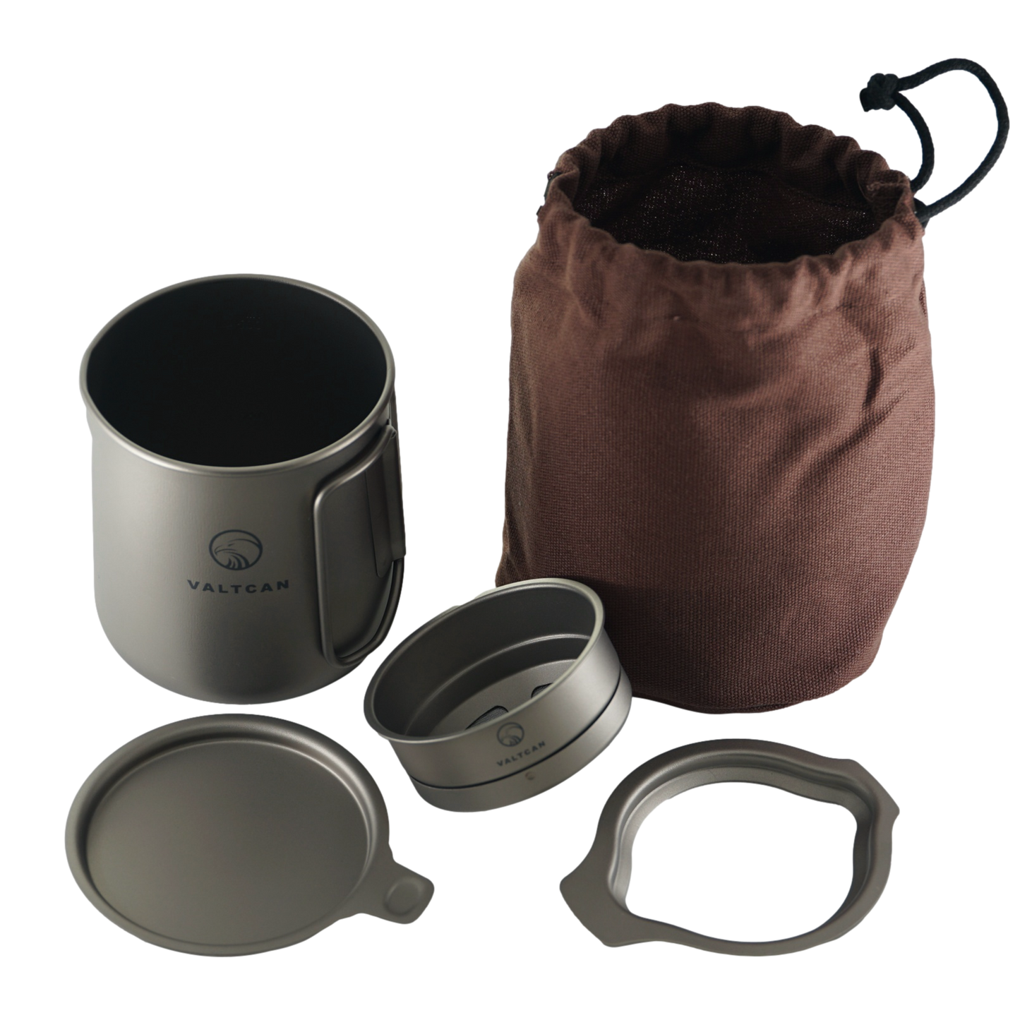 Valtcan 600 ml Titan-Kaffeetasse, Kanne mit Drip-Pour-Over-Mesh-Brühsystem für 20 oz 138 g Tee 