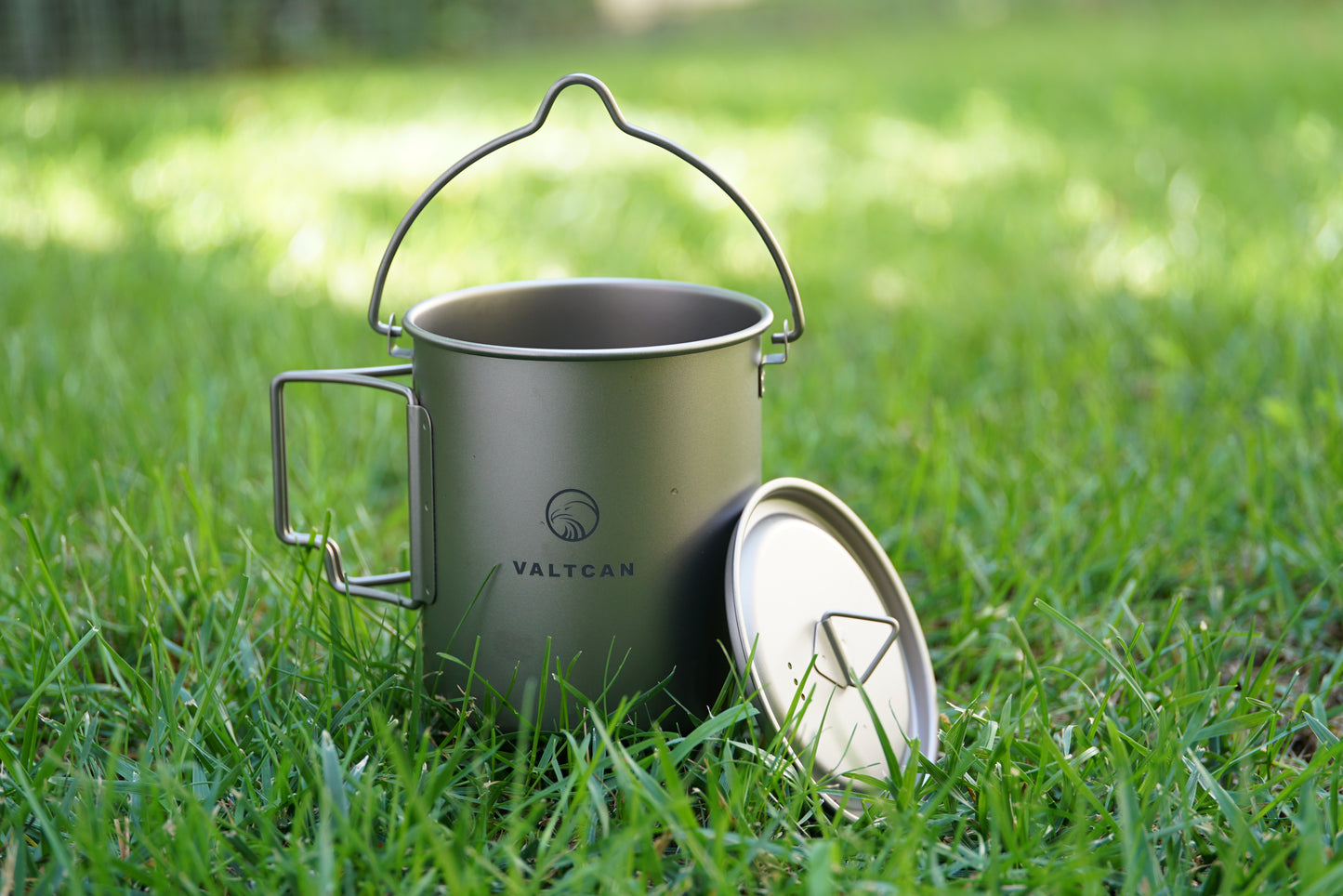 Valtcan Campingtopf aus Titan, 750 ml, mit Griffen, 128 g 