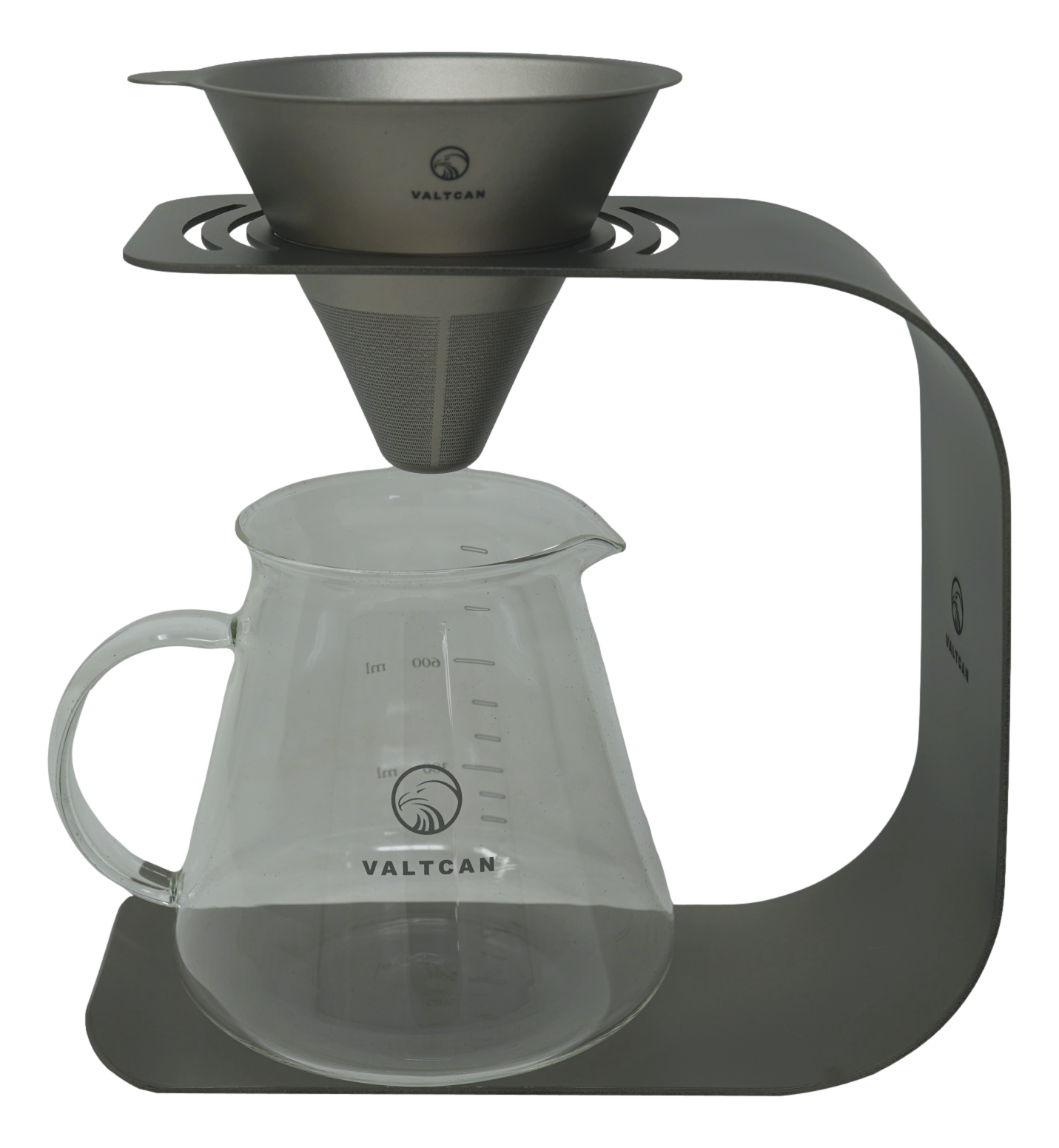 Valtcan Titanium Pour Over Coffee Maker Set – Reusable Metal Filter, Cone Dripper, Mug Stand – Ultralight, Durable, No Plastic, for Camping, Hiking, Home or Office Brewing