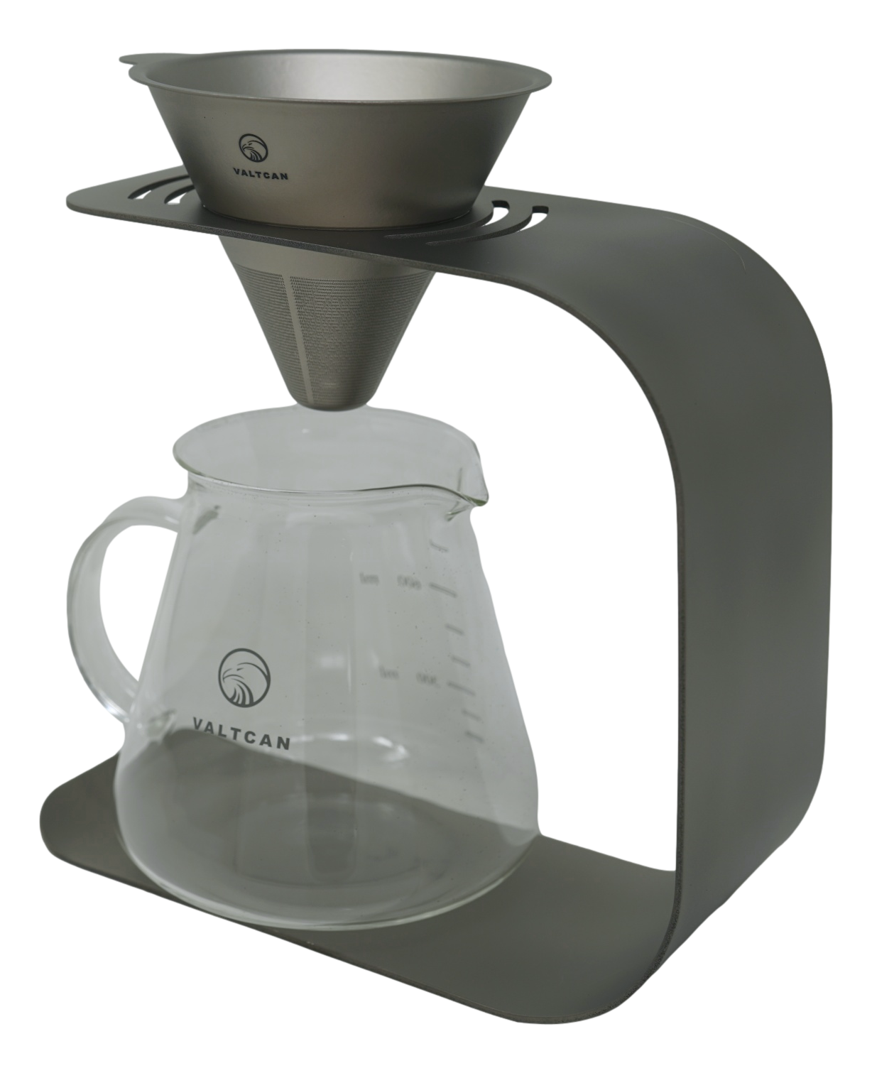 Valtcan Titanium Pour Over Coffee Maker Set – Reusable Metal Filter, Cone Dripper, Mug Stand – Ultralight, Durable, No Plastic, for Camping, Hiking, Home or Office Brewing