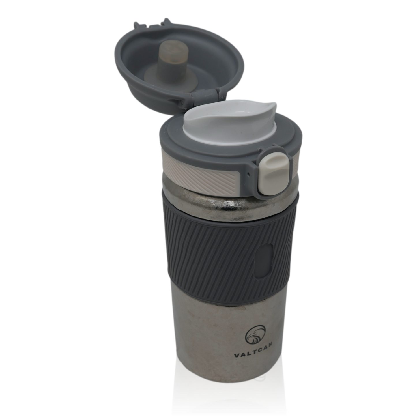 Valtcan Titanium 12oz Double Wall Water Bottle Thermos, Keeps Drinks Shakes Lattes Teas Hot and Cold, 380ml Hand Grip, Pop Lock Cap