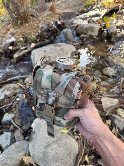 Valtcan Titanium EndurePro Canteen with Mess kit Water Bottle Set Hydrate for Survival 1.1L, 750ml, 400ml 350g