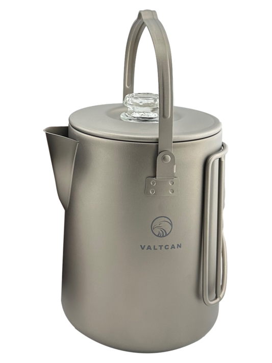 Valtcan Titanium Percolator Camping Coffee Maker Pot 1.5L Filter Brew Ultralight Weight Kettle Camping Kettle 50.7 oz Capacity  395g