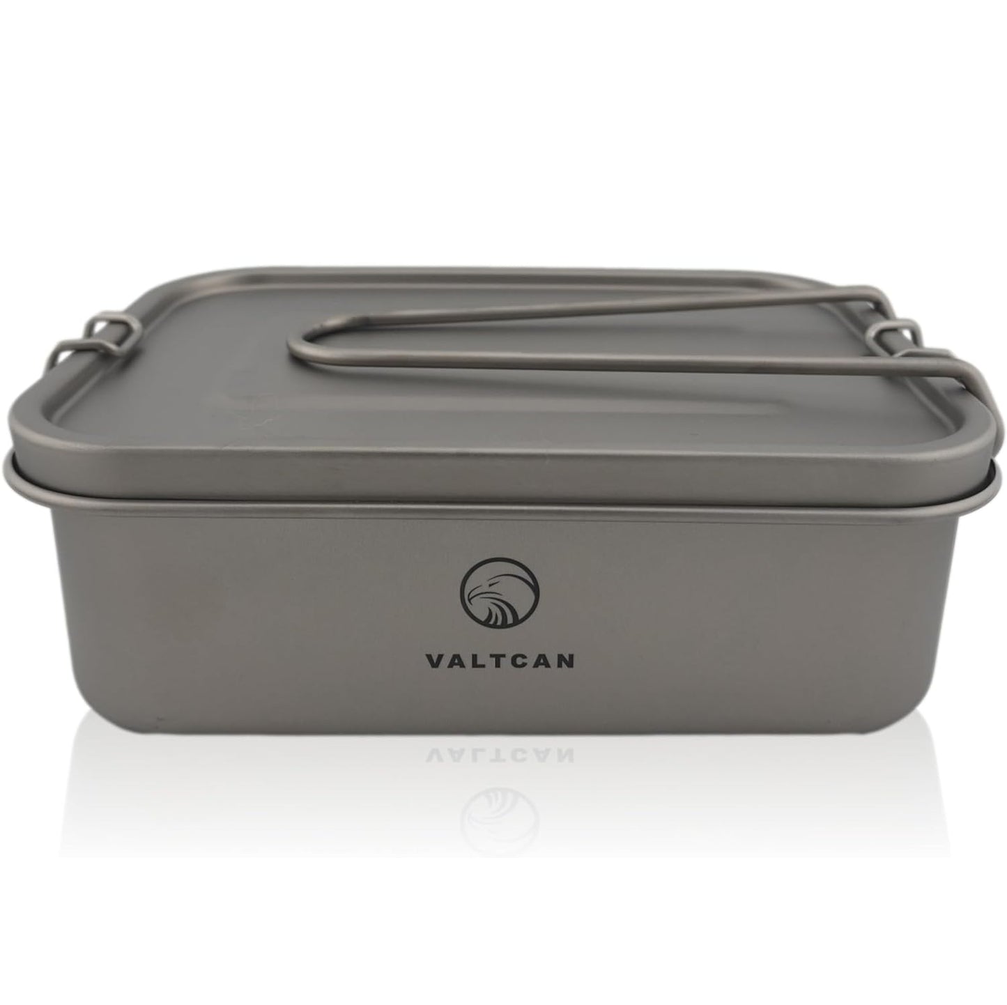 Valtcan Titanium Camping Lunch Bento Box 1200ml with Airtight Lid Seal and Cover Foldable Handle for Heating on Fire Camp Backpacking Container 40 oz Ultralight 254g