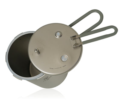 Titanium Pressure Pot Perfect Rice, Any Flame, Any Altitude · 1800ml · 35kPa Locking Lid · 520g Ultralight