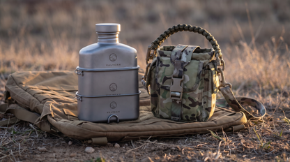 Valtcan Titanium Canteen Mess Kit Set, Campfire-Proof Replaces Bottle, Pot & Cup · 350g