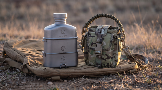 Valtcan Titanium Canteen Mess Kit Set, Campfire-Proof Replaces Bottle, Pot & Cup · 350g