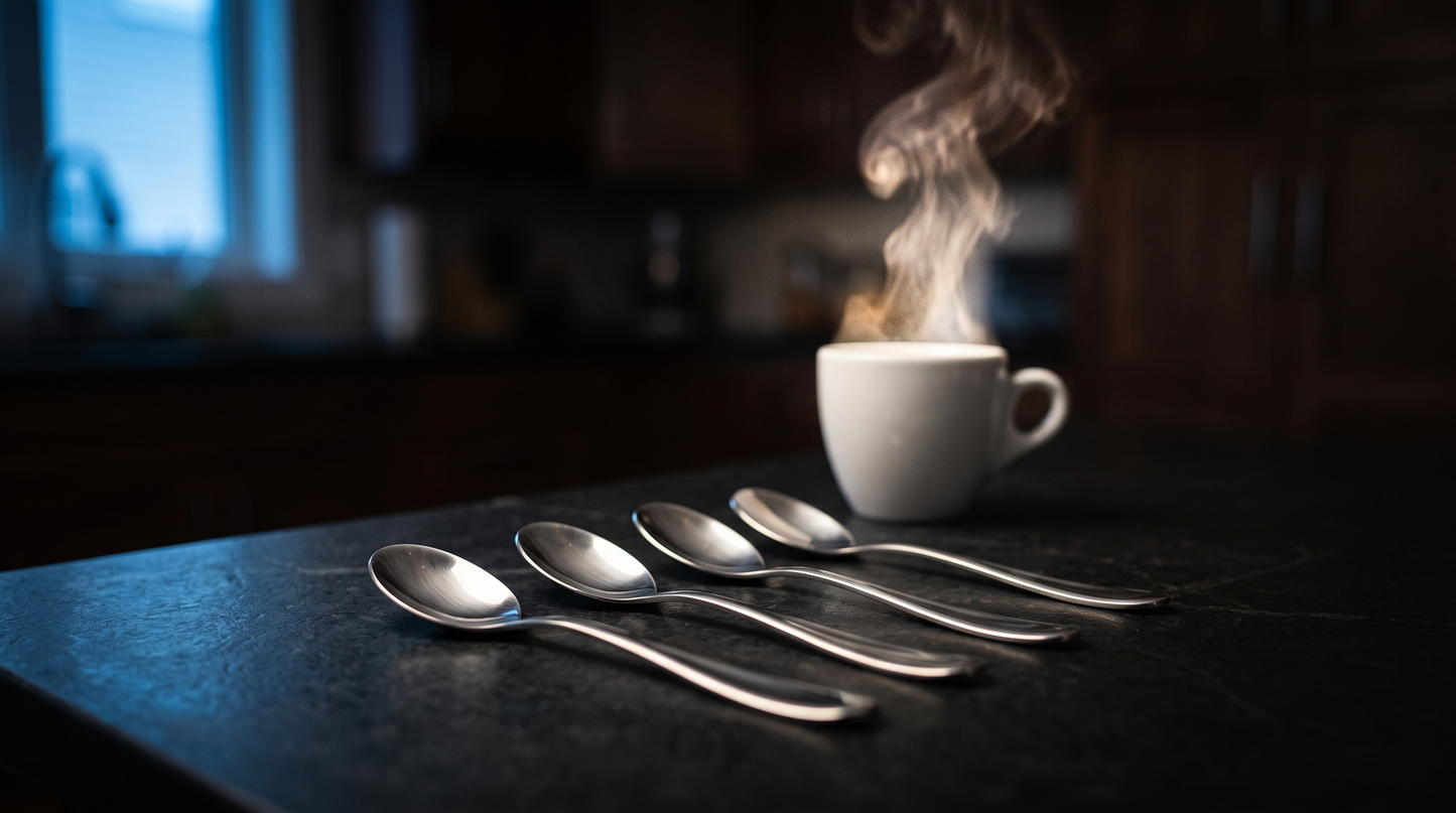 Titanium Teaspoons No Logo, No Branding, Just Metal · 4 Spoons · Grade 1 · 5.6 in