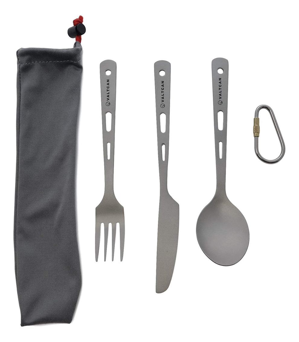 Valtcan 3 Piece Titanium Camping Flatware Set
