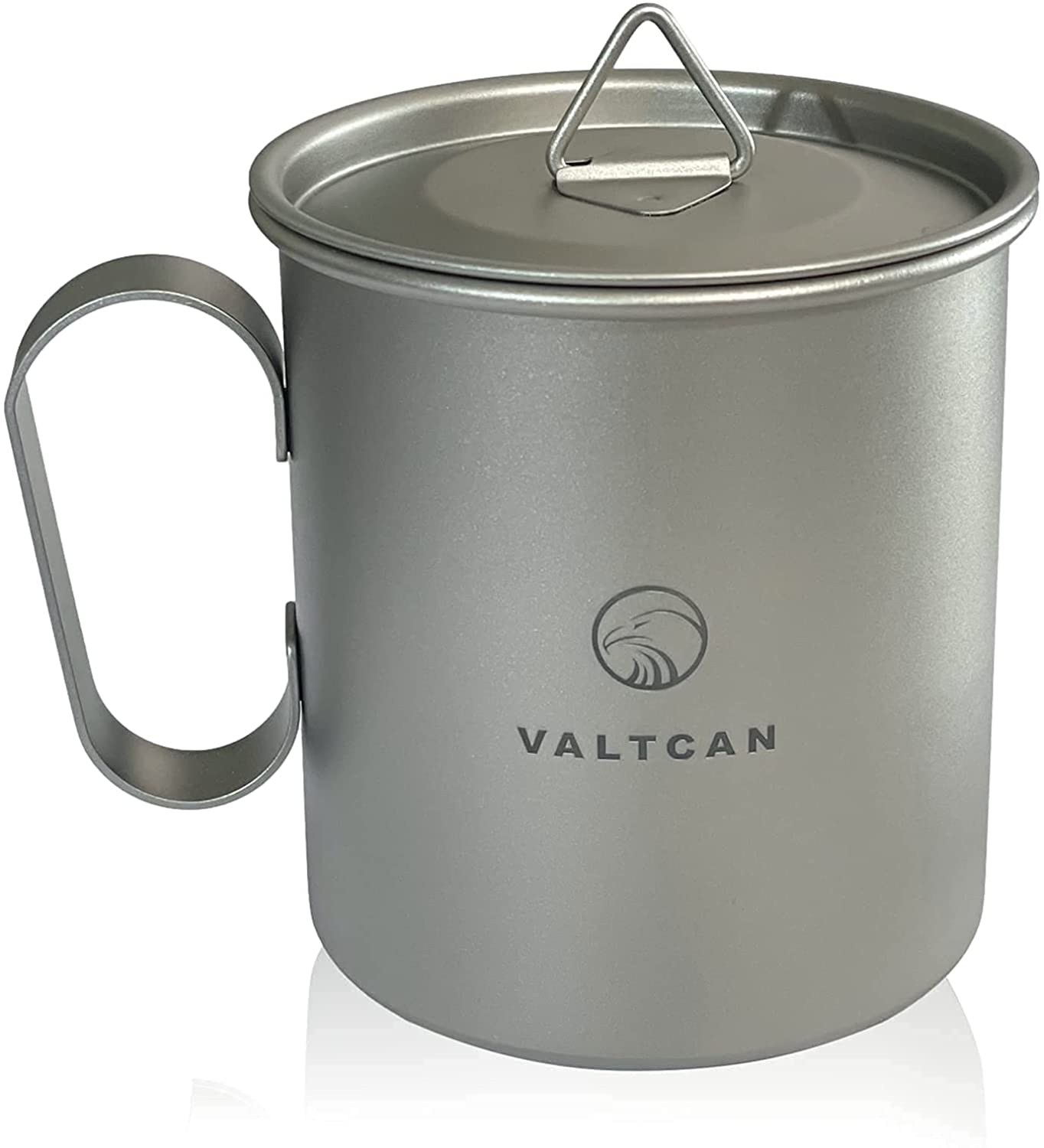 Valtcan 420 ml Titan-Campingbecher mit festem Deckel, festem, starrem Griff, 14,2 fl oz, 81 g 