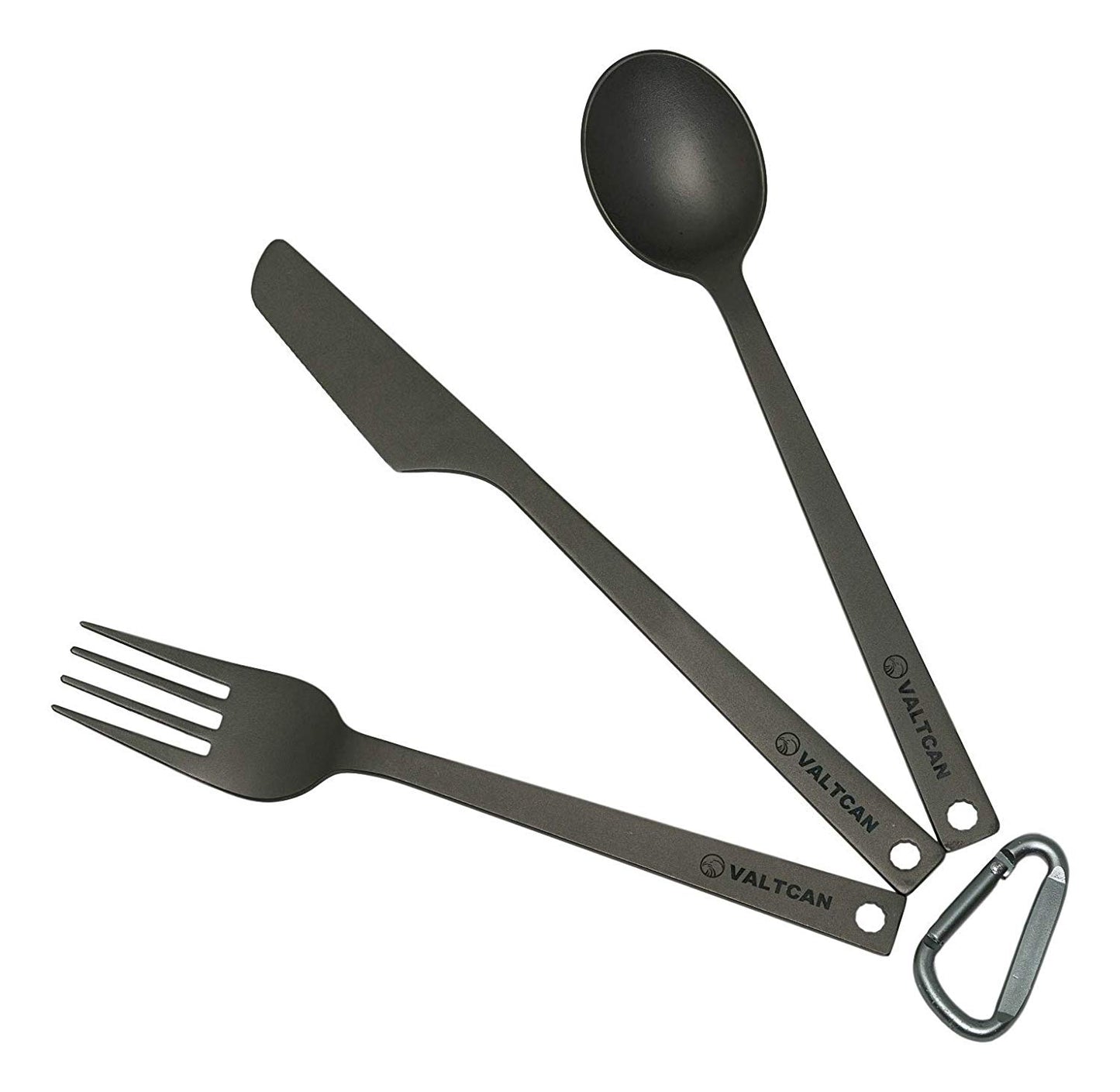 Valtcan 3 Piece Titanium Camping Flatware Fork Spoon Solid Set