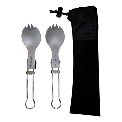 Valtcan Titan-Göffel-Set, faltbar, mit Tragetasche, 2 Stück, 18,4 g 